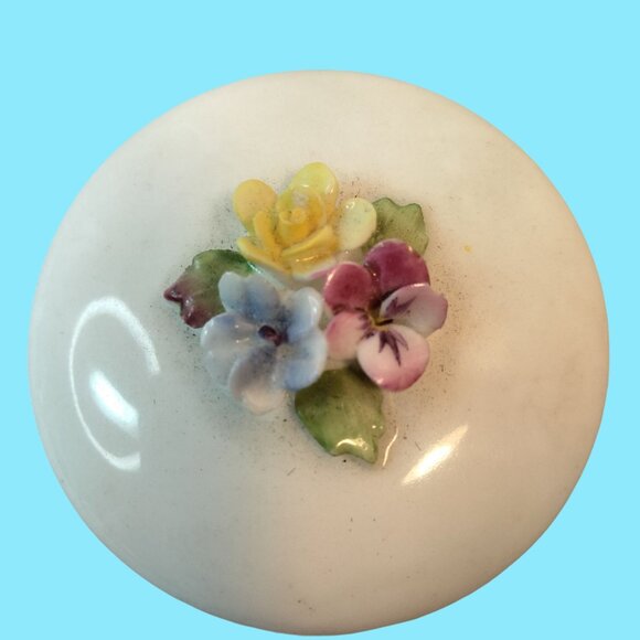 Coalport Mini Floral Trinket Box Bone China White Round England 3D - Picture 3 of 7